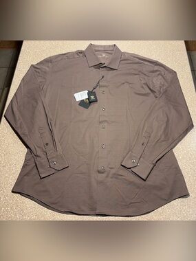 NWT Bertigo Justo Button Down Dress Shirt Olive Brown Men’s 3XL $179